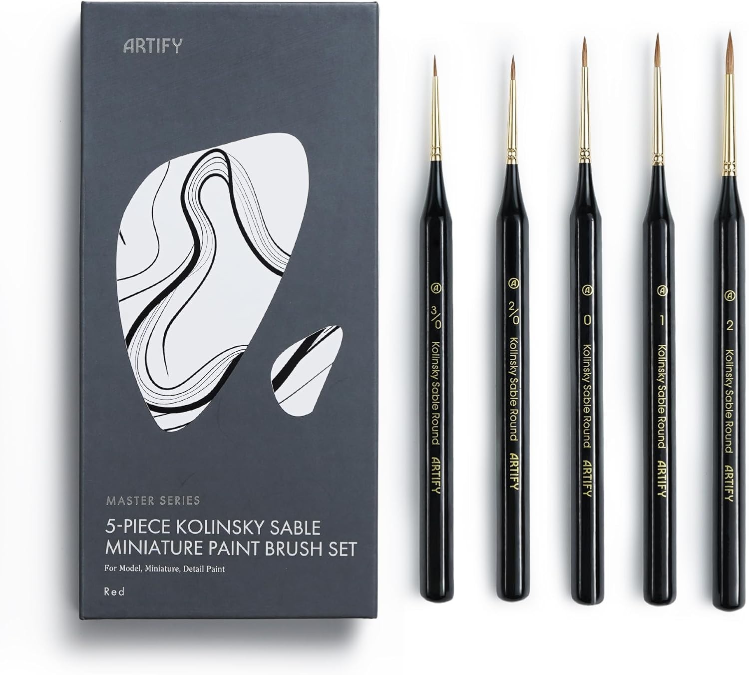 Artify 5Pcs Detail Paint Brushes, 100% Kolinsky Sable Micro Paint Brushes Artify 5Pcs Detail Paint Brushes, 100% Kolinsky Sable Micro Paint Brushes