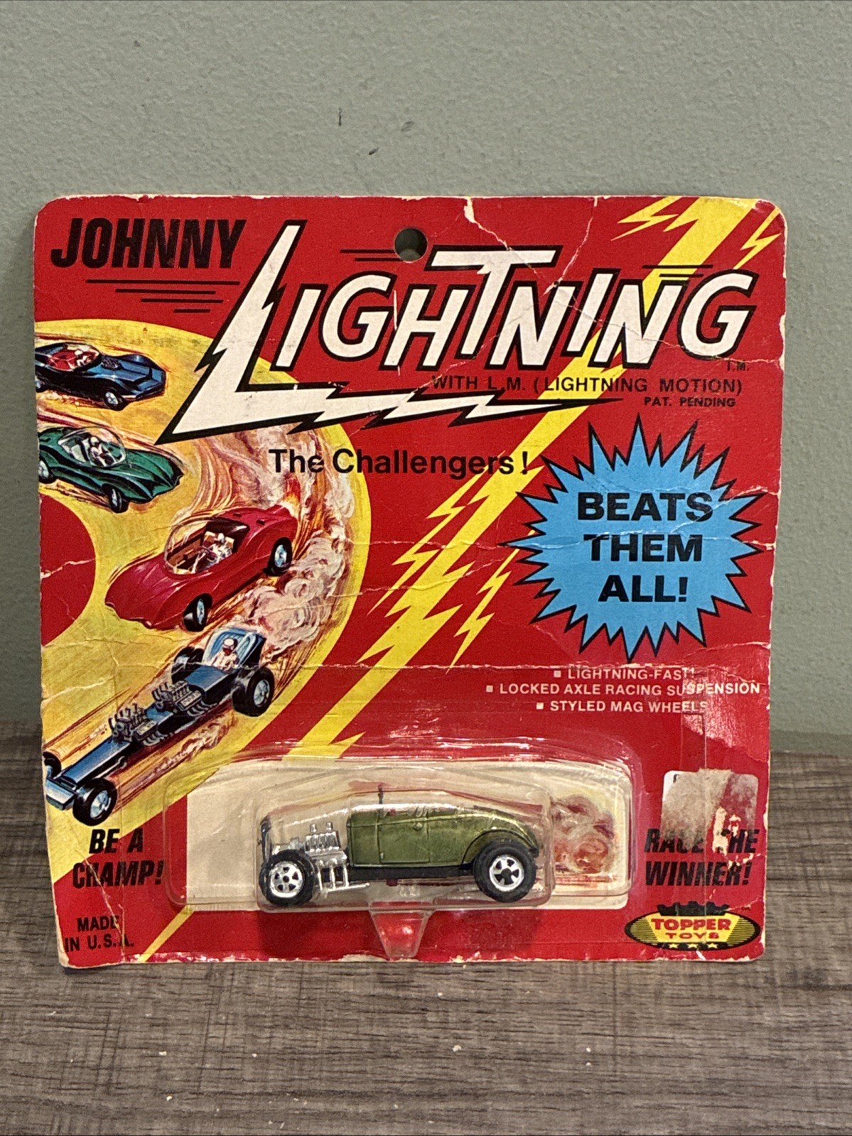 1969 JOHNNY LIGHTNING Topper \'32 FORD HOT ROD GREEN NEW IN BLISTER PACK 1969 JOHNNY LIGHTNING Topper \'32 FORD HOT ROD GREEN NEW IN BLISTER PACK