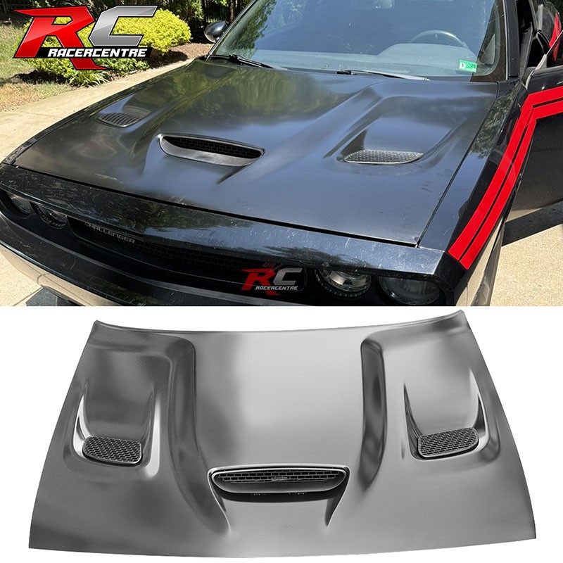 Fits 08-23 Dodge Challenger Hellcat Style Aluminum Front Hood Panel Replacement