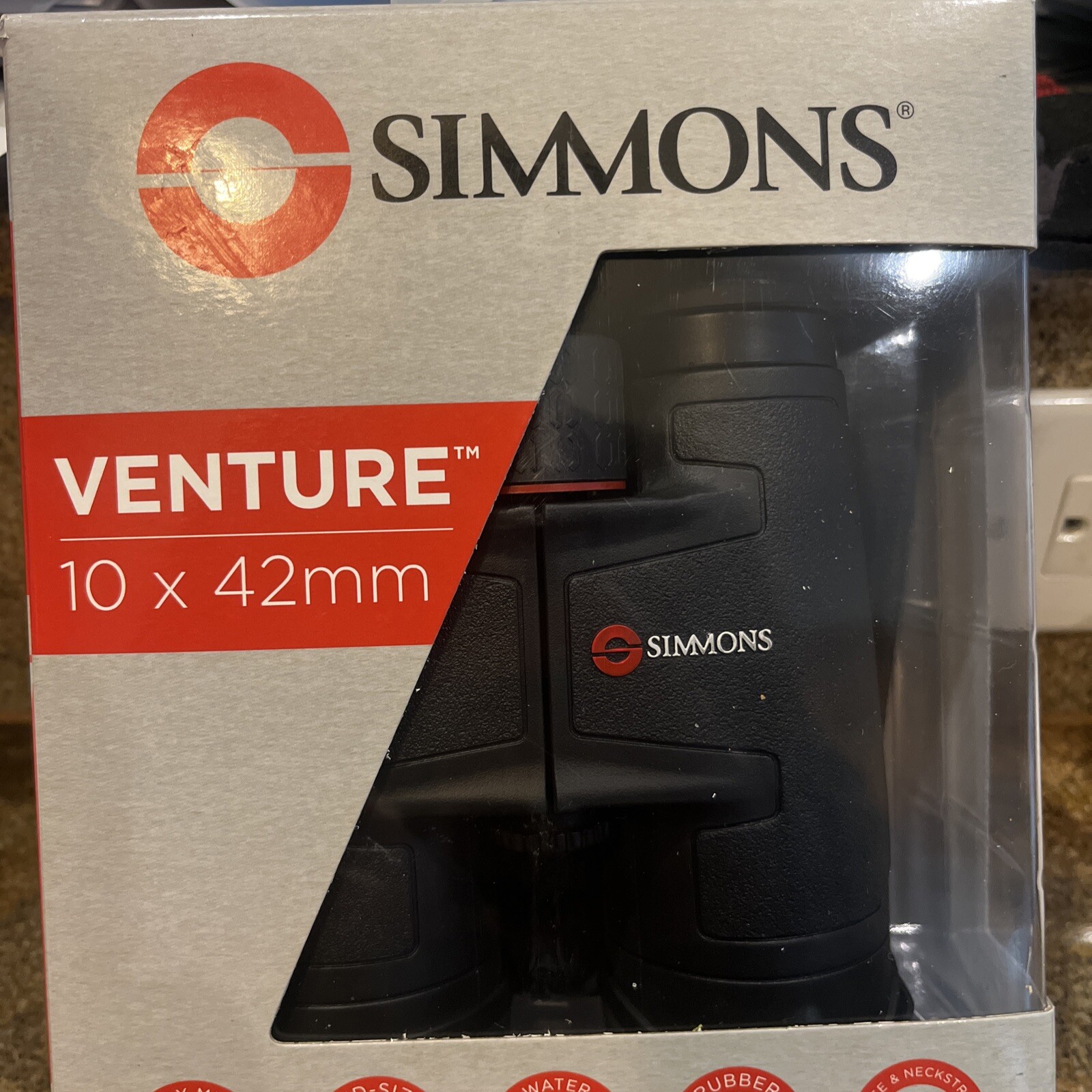 Simmons Venture 10x42 Binoculars Bk-7 Glass Black Roof Prism Case Strap Simmons Venture 10x42 Binoculars Bk-7 Glass Black Roof Prism Case Strap
