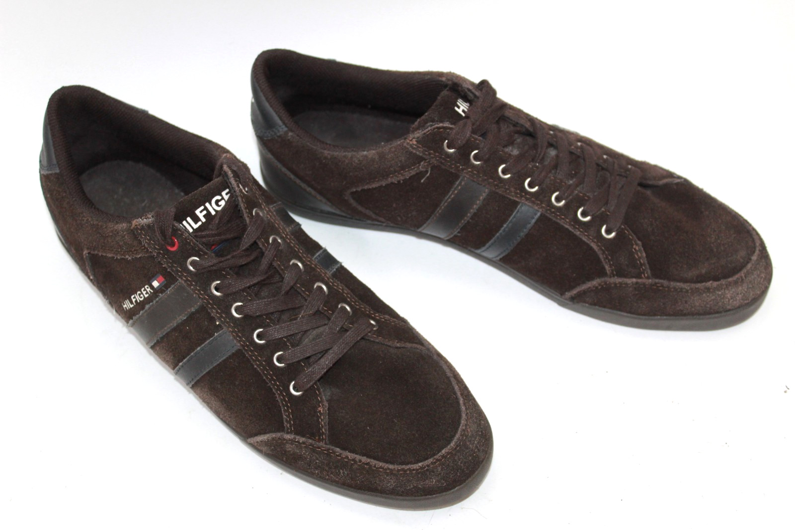 TOMMY HILFIGHER men shoes US sz 9,5 Europe 44 brown suede sneakers S9459
