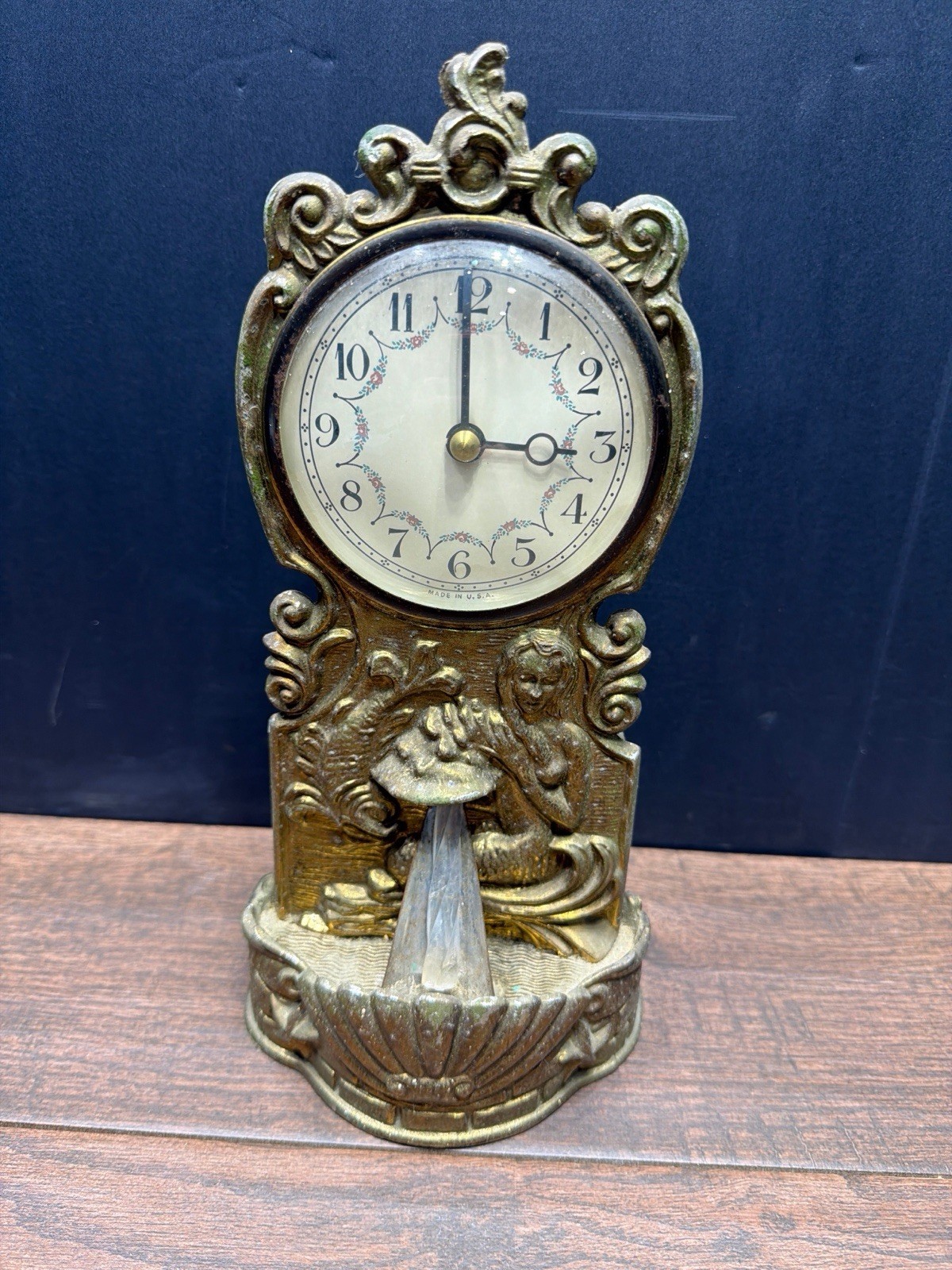 Vintage 1929 Mermaid Waterfall Motion Clock Ceramic Clock Co Non-Working Parts Vintage 1929 Mermaid Waterfall Motion Clock Ceramic Clock Co Non-Working Parts