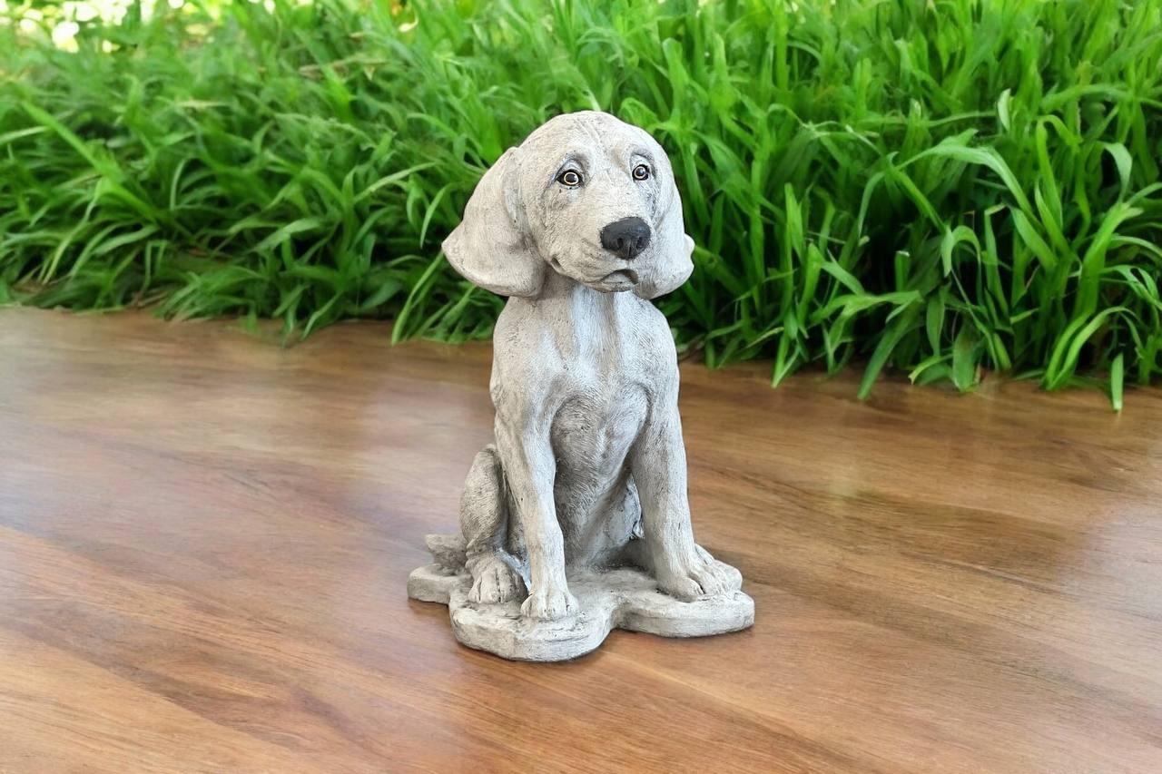 Beagle Dog Concrete Garden Statue Outdoor Pet Lover Decor Sitting Dog Sculpture