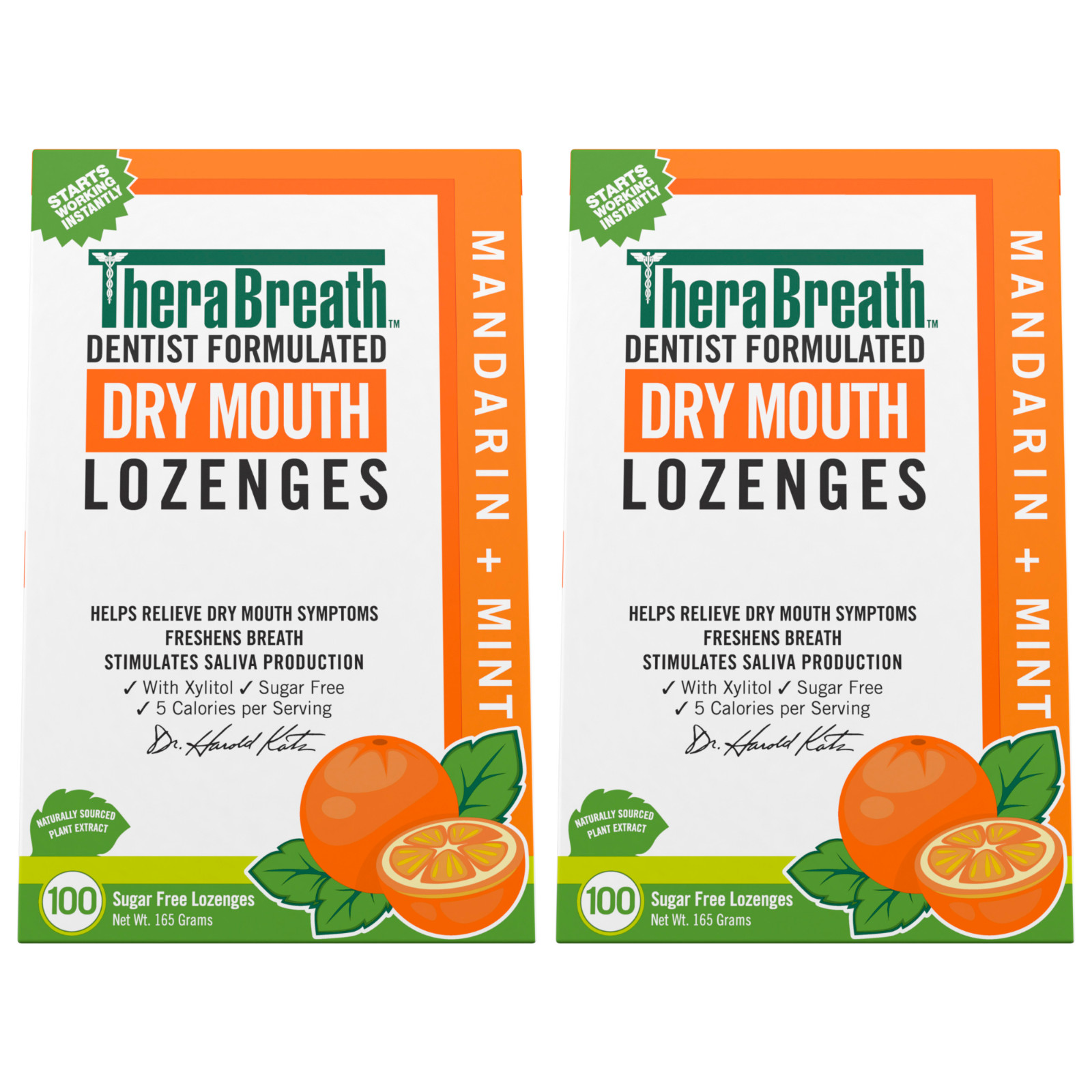 TheraBreath Dry Mouth Mandarin Mint Lozenges 2 Pack, 200 Count