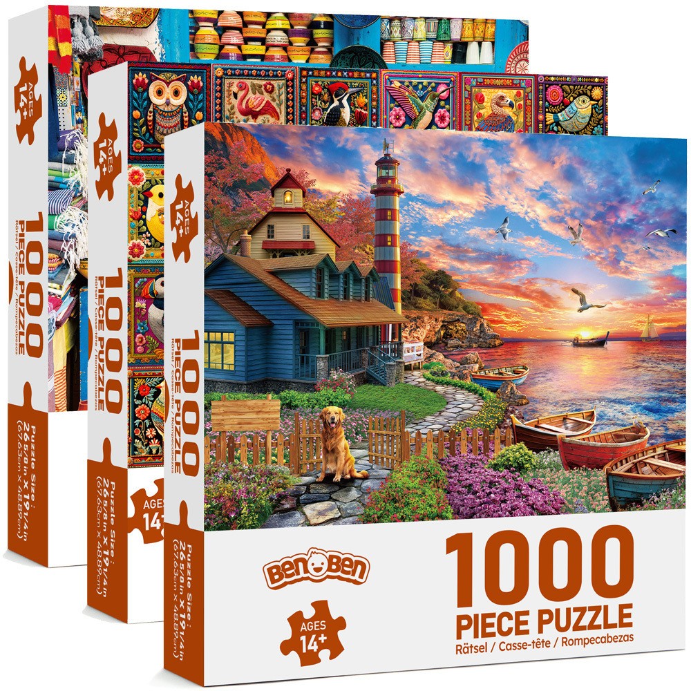 3 Pack 1000 Pieces Jigsaw Puzzles for Adults Brain Teaser Gift for Family Game 3 Pack 1000 Pieces Jigsaw Puzzles for Adults Brain Teaser Gift for Family Game