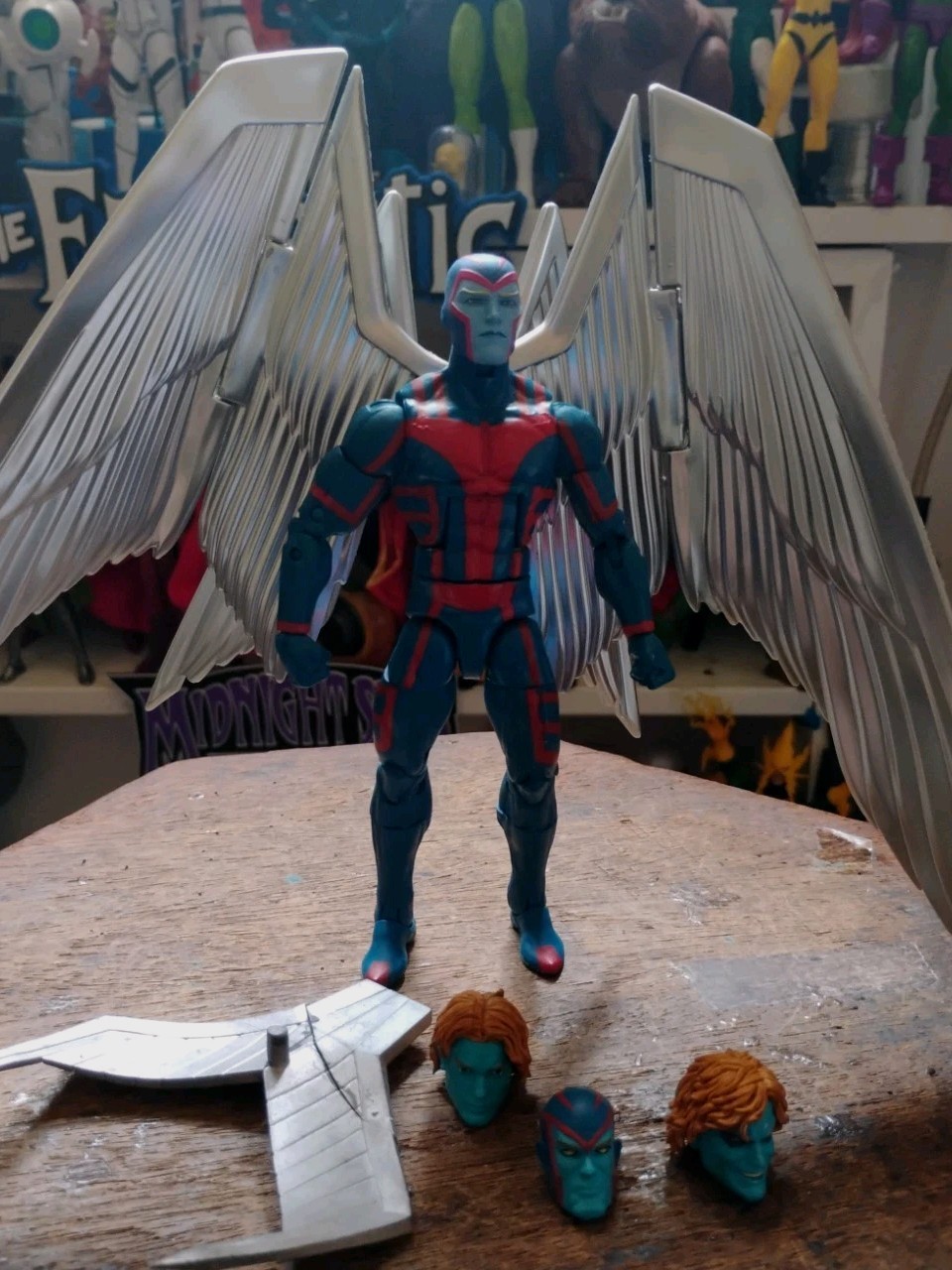 Marvel Legends Deluxe Archangel & Custom Folded Wings 3 Alternate Head Sculpts 
