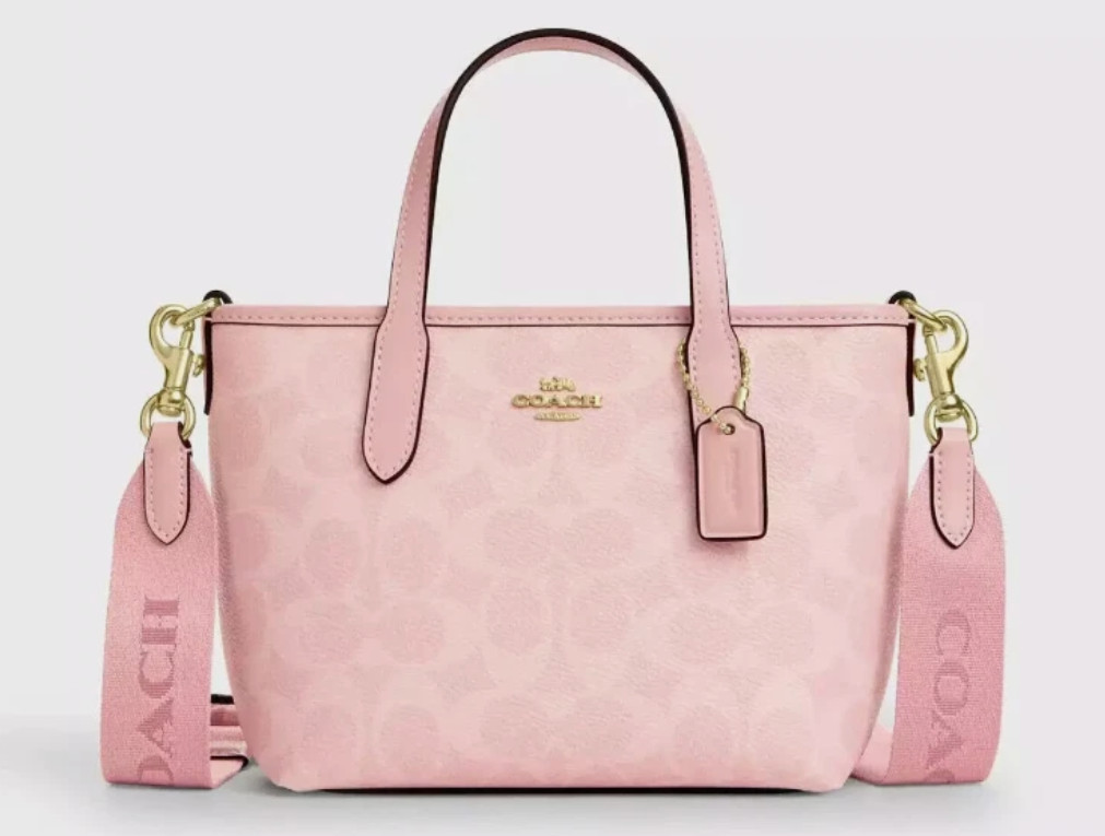 COACH City Mini Tote Bag Signature Canvas Powder Pink CW032 Outlet NEW