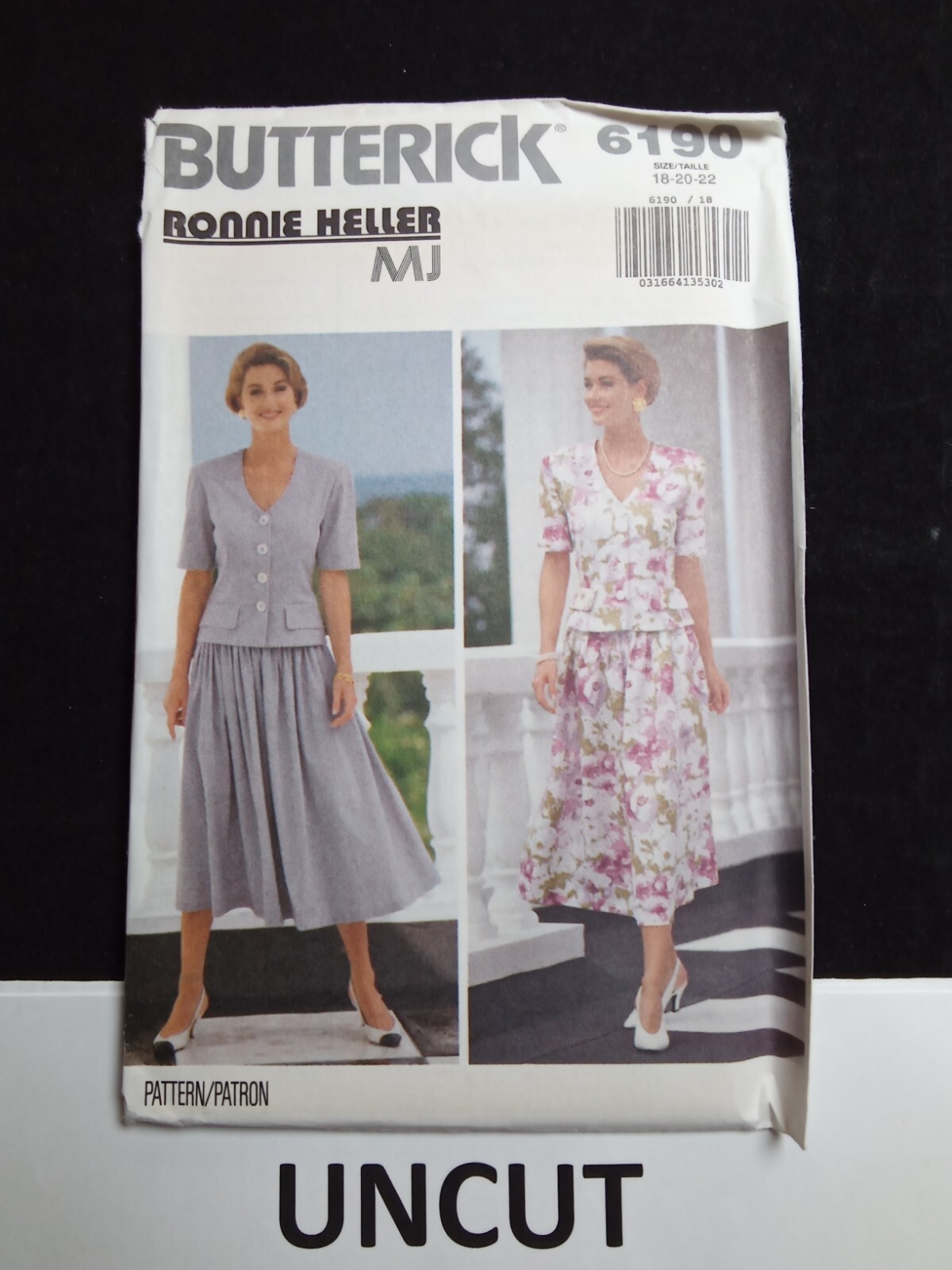 BUTTERICK Easy Ronnie Heller Pattern 6190 Misses Plus Sz 18-22 Top Flared Skirt BUTTERICK Easy Ronnie Heller Pattern 6190 Misses Plus Sz 18-22 Top Flared Skirt