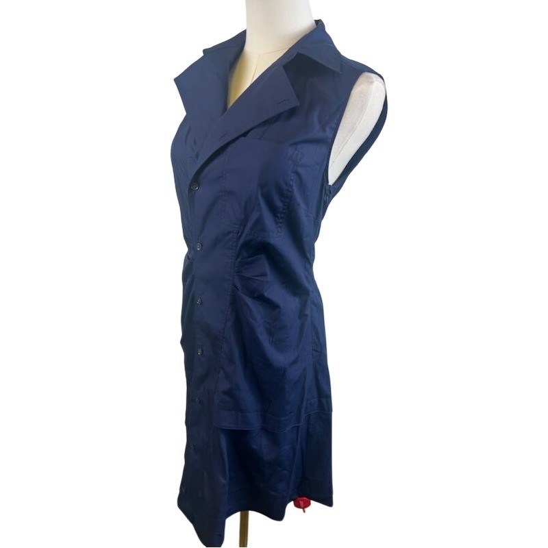 NEW Derek Lam 10 Crosby Shirt Dress Women\'s Size 4 Navy 100% Cotton Sleeveless