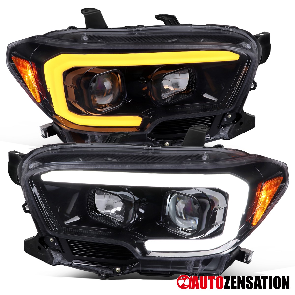 Smoke Fit 2016-2023 Toyota Tacoma Projector Headlights Lamps LED DRL Turn Signal