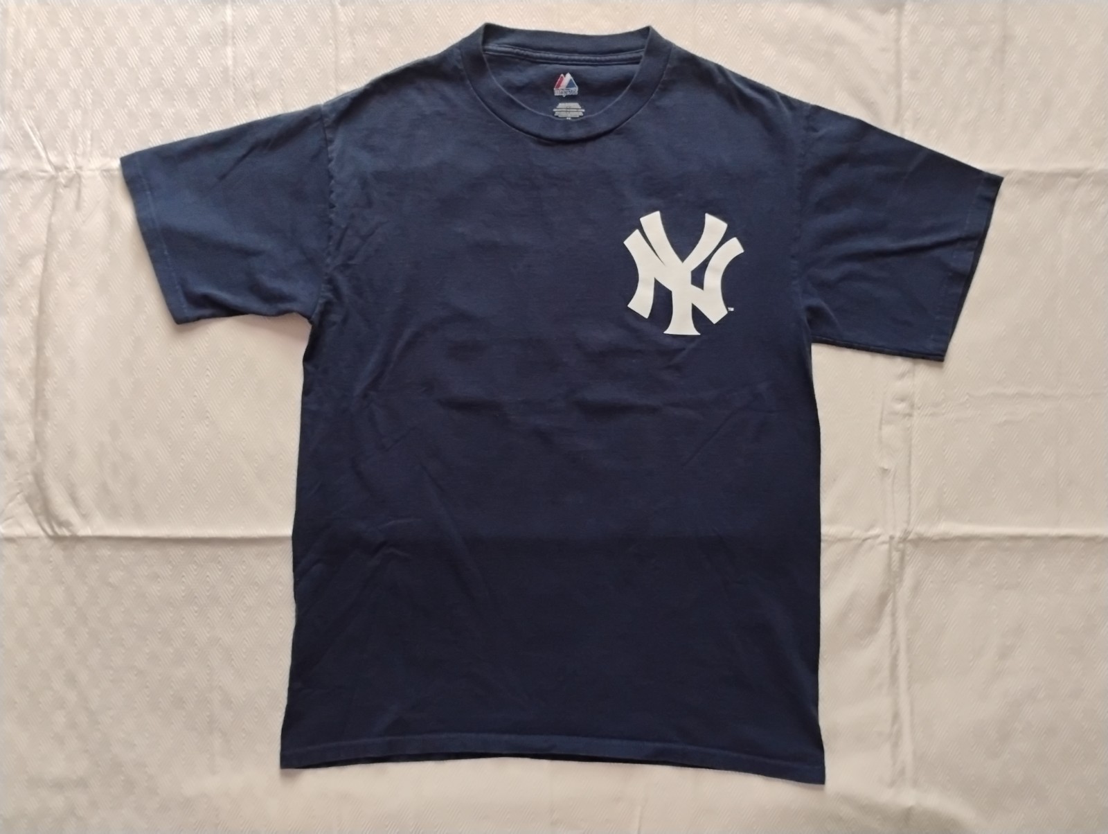 Vintage Majestic New York Yankees A.J. Burnett T Shirt Mens Medium Blue #34 Vintage Majestic New York Yankees A.J. Burnett T Shirt Mens Medium Blue #34
