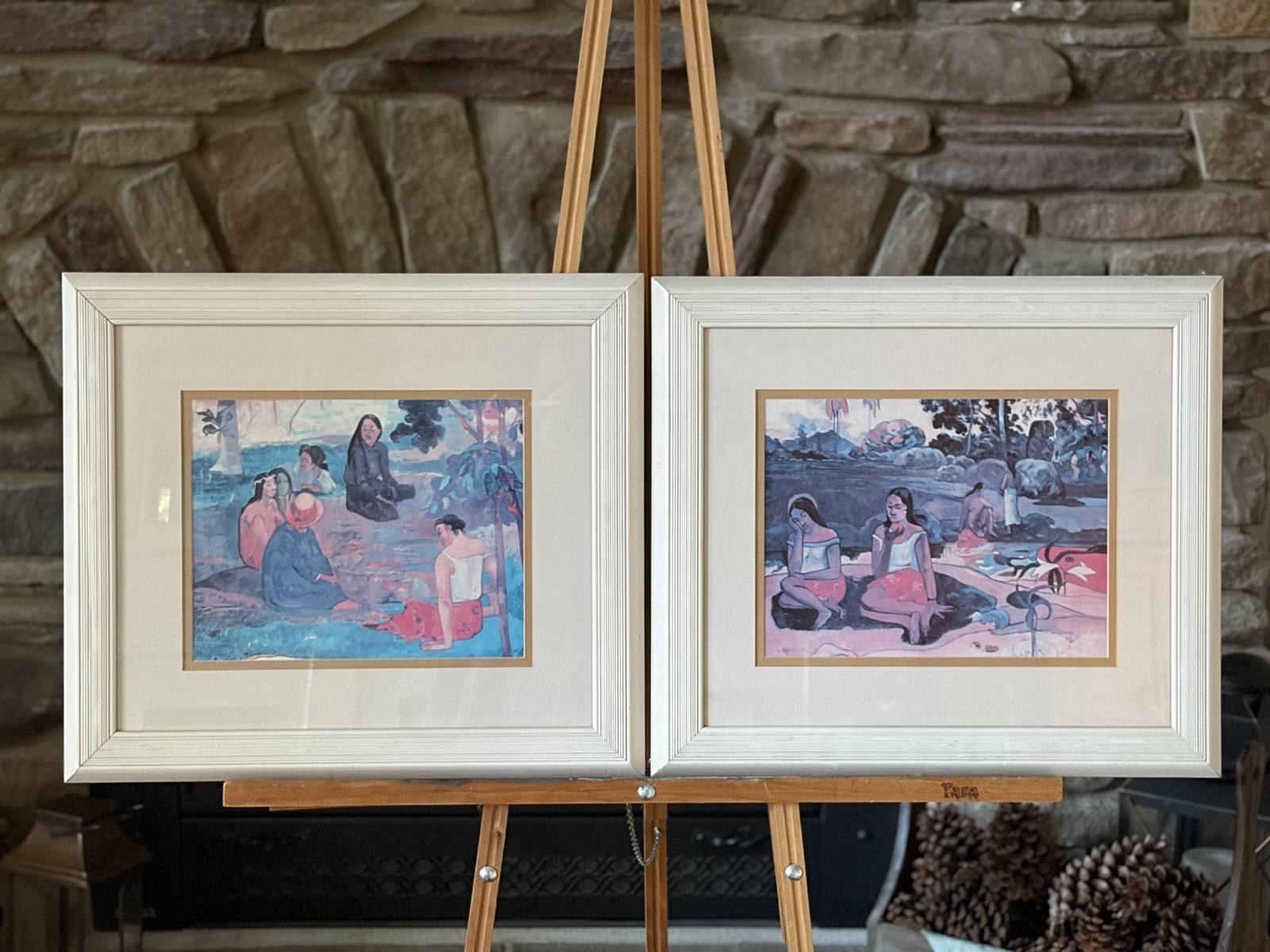 Pair Of Vintage Paul Gauguin Custom Framed Nave Nave Moe & Parau Parau Signed 