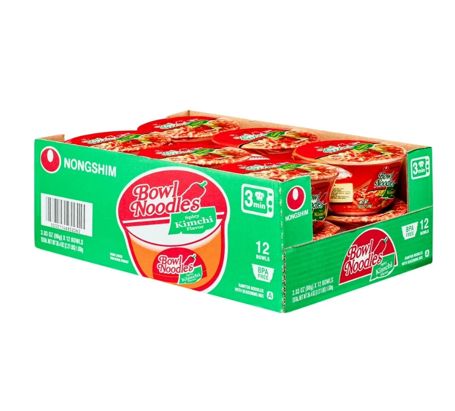 Nongshim Bowl Noodle Spicy Kimchi Ramyun Ramen Noodle Soup Bowl, 3.03oz X 12 Cou Nongshim Bowl Noodle Spicy Kimchi Ramyun Ramen Noodle Soup Bowl, 3.03oz X 12 Cou