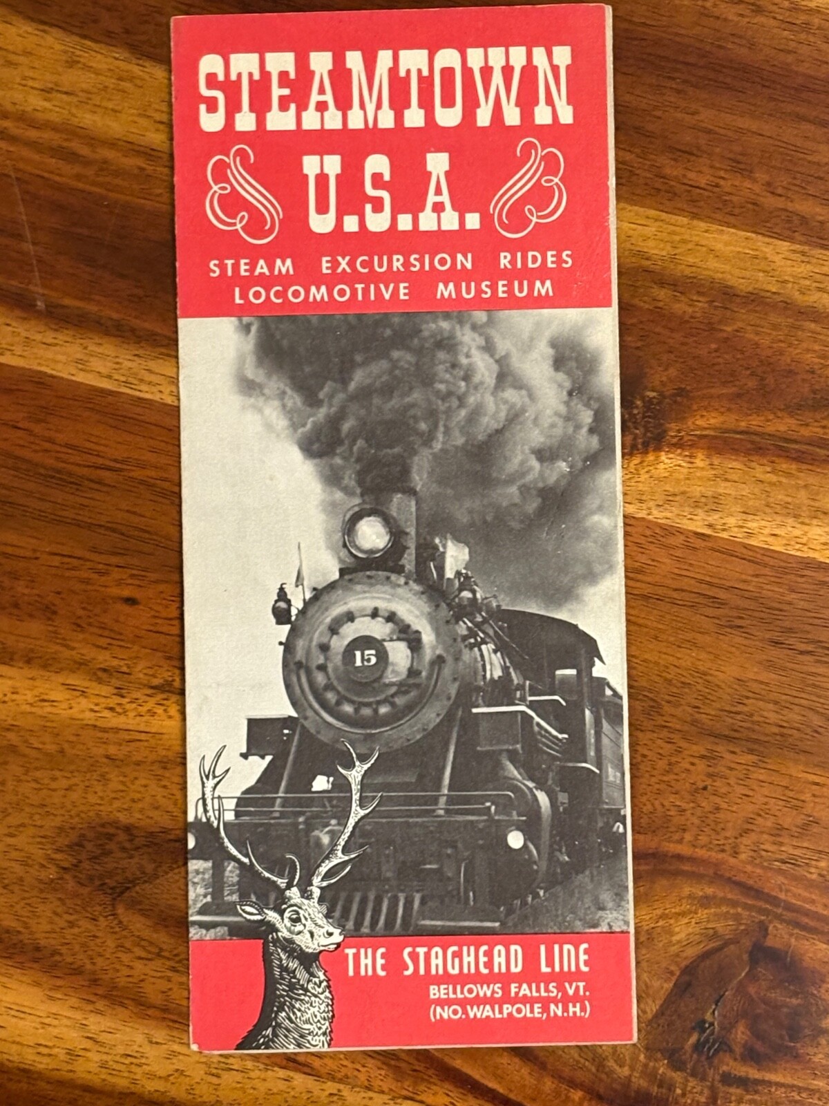 Steamtown USA Travel Brochure The Staghead Line Bellows Falls VT 1963 Locomotive