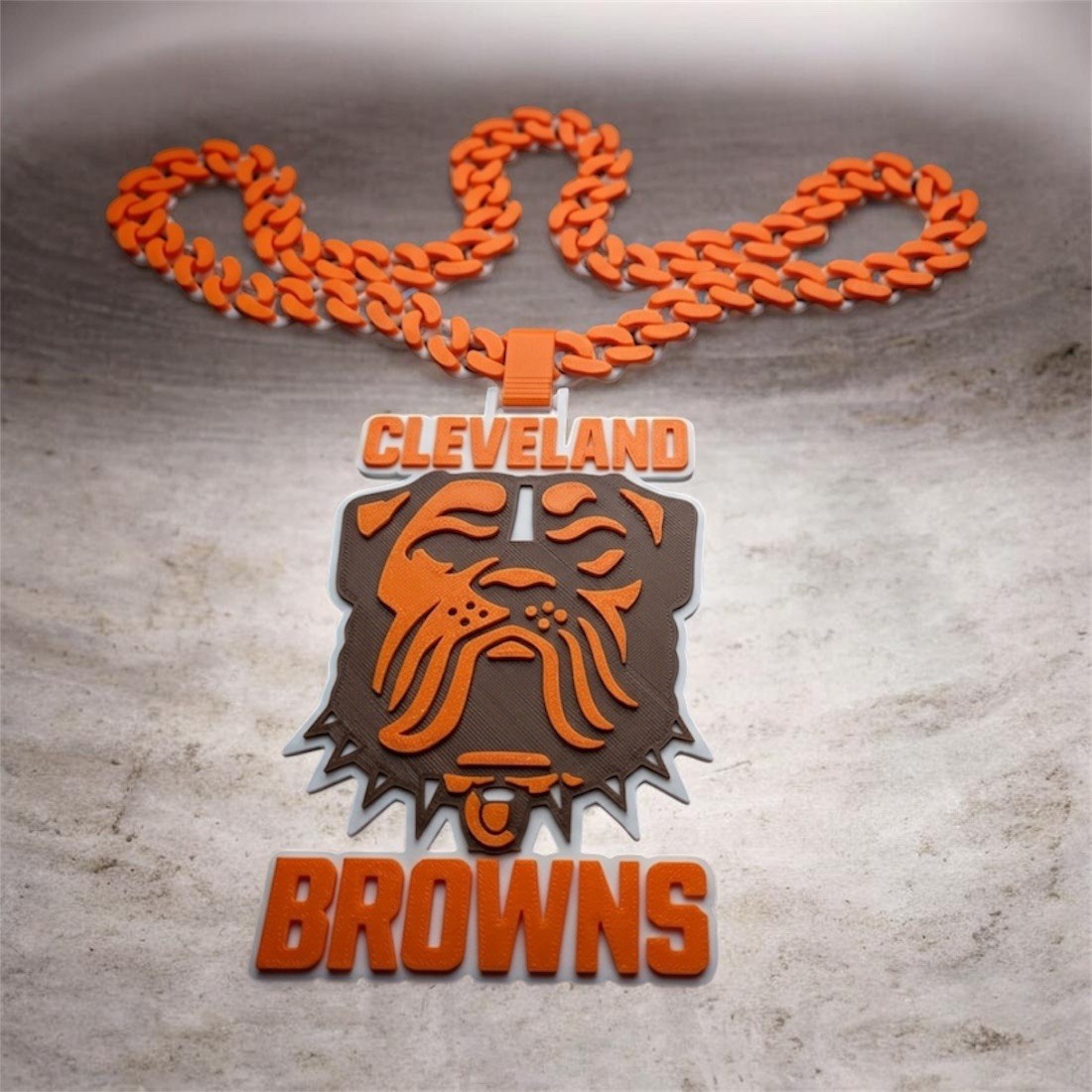 NFL Cleveland Browns 3D Printed Hype Chain New Style, Cuban Link Style 