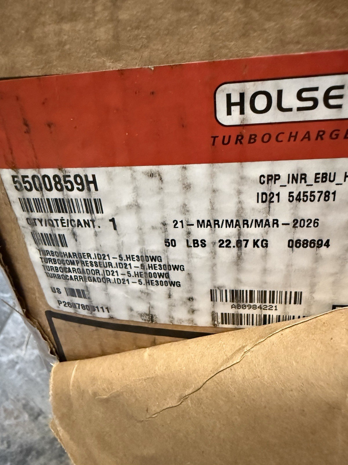 Genuine OEM HOLSET HE300WG Turbocharger For Cummins ISX12G 5500859H 5455781RX Genuine OEM HOLSET HE300WG Turbocharger For Cummins ISX12G 5500859H 5455781RX
