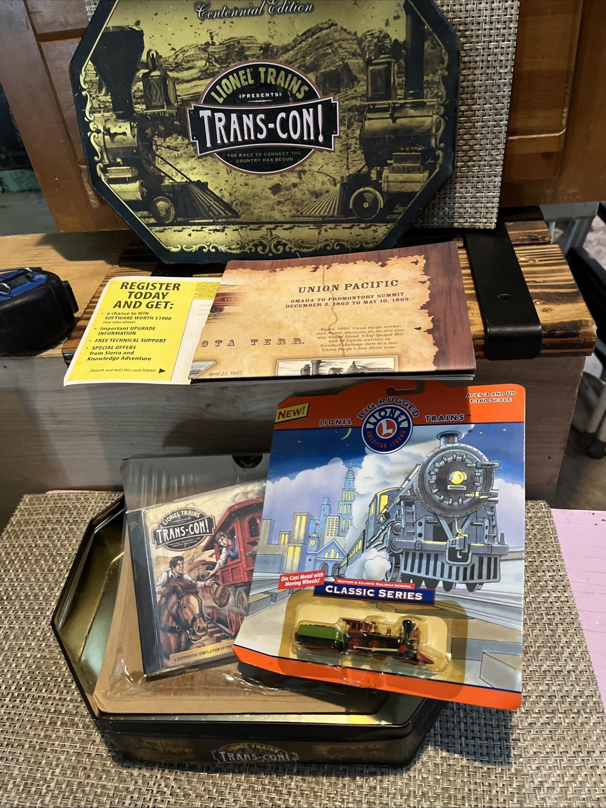 Lionel Trains Trans-Con Railroad Game NOS 1999 PC Tin Box Set collectible Lionel Trains Trans-Con Railroad Game NOS 1999 PC Tin Box Set collectible
