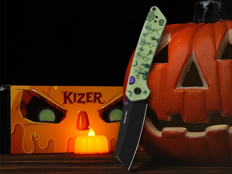 Kizer Madrac Folding  Knife 14C28N Blade GIDG10 Handle  V3693BSH1 Halloween Gift