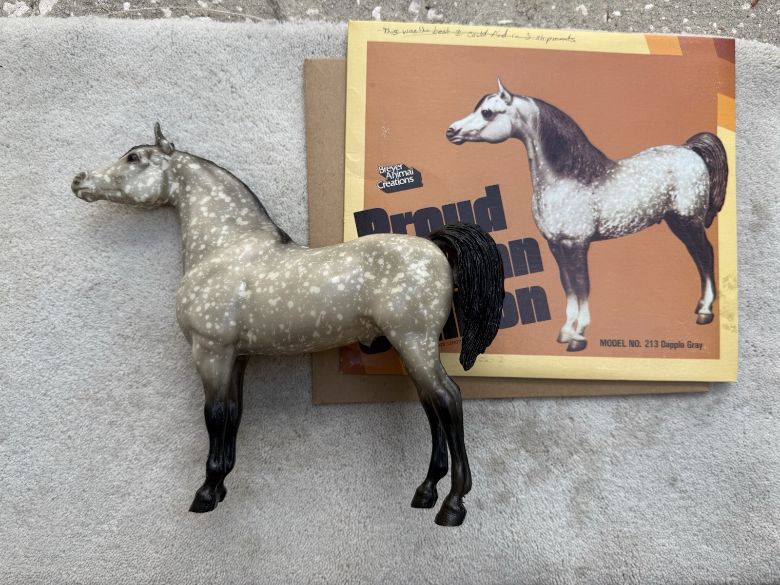 Breyer Horse #213 Dapple Grey Proud Arabian Stallion RARE BLACK POINT WILD BOX
