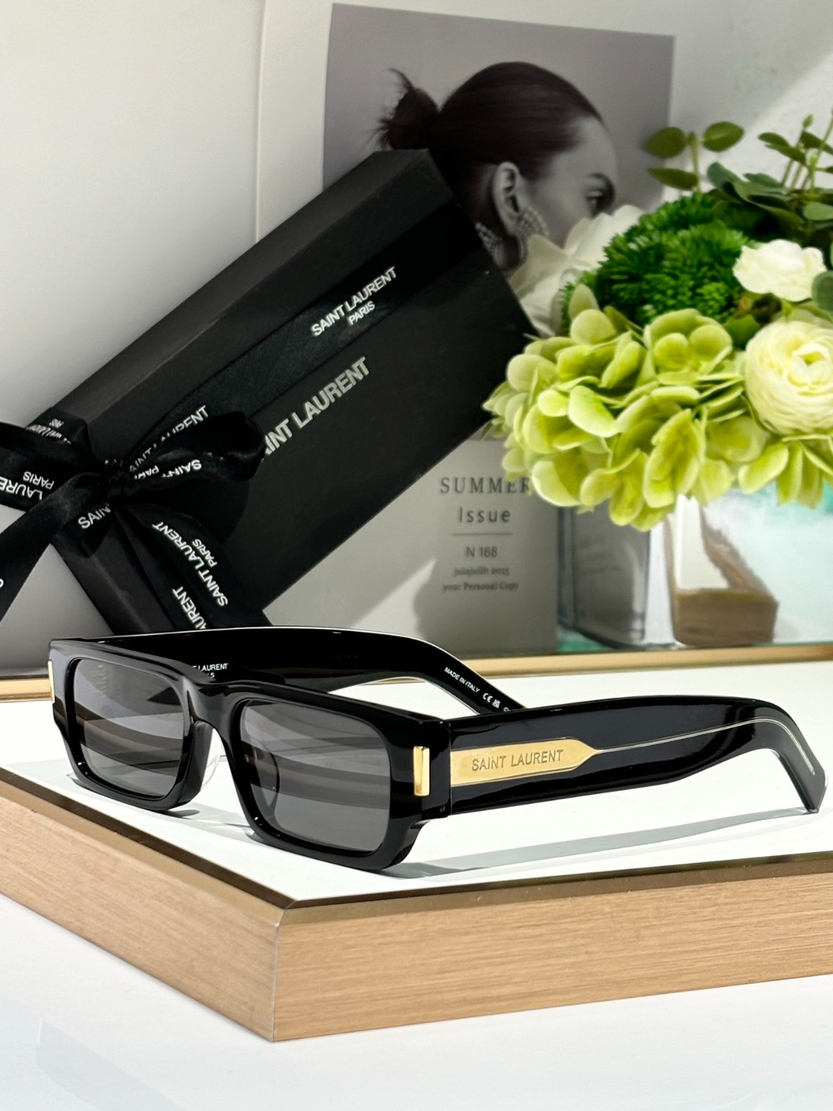 YSL SL660 Thick Rectangle Sunglasses 54-19-145 Black Frame Outdoor Shades YSL SL660 Thick Rectangle Sunglasses 54-19-145 Black Frame Outdoor Shades