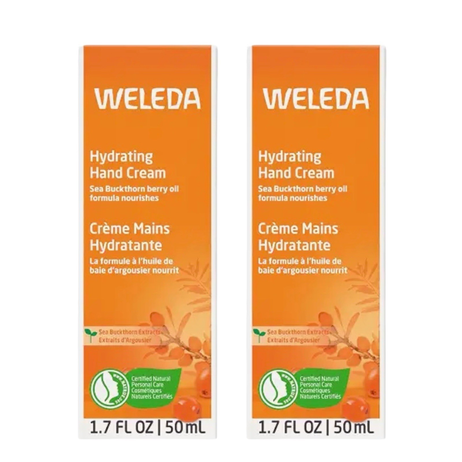 New Weleda Hydrating Sea Buckthorn Hand Cream  1.7oz/50 ml (2 Pack) Exp 04/28
