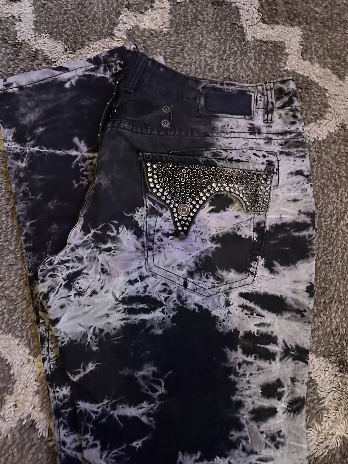 Authentic Robin\'s Jeans Straight Hand Studded Rhinestone Tie-Dye Authentic Robin\'s Jeans Straight Hand Studded Rhinestone Tie-Dye