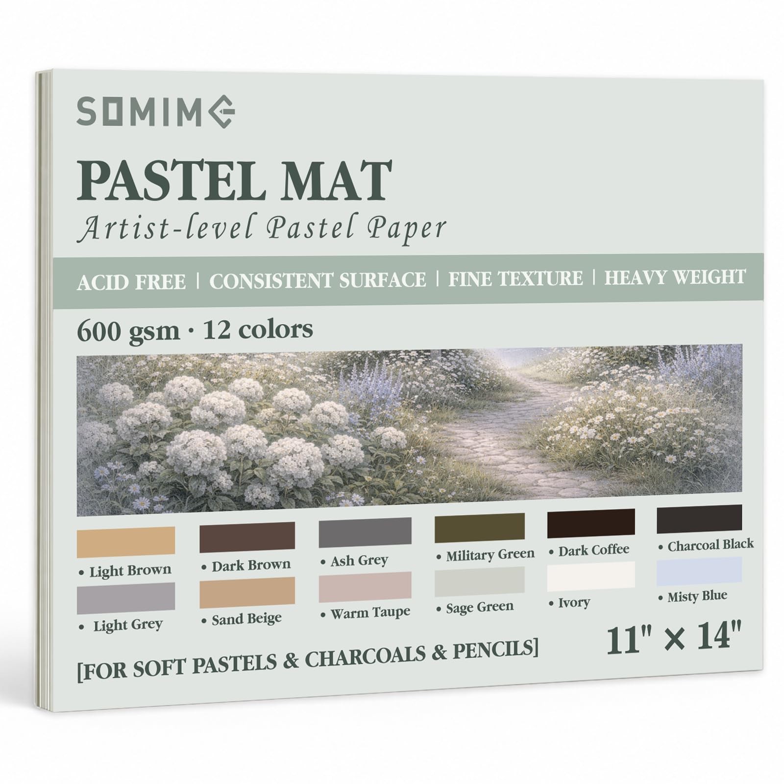 11x14 Sanded Pastel Paper Pad 12 Sheets 12 Assorted Colors Drawing Pad