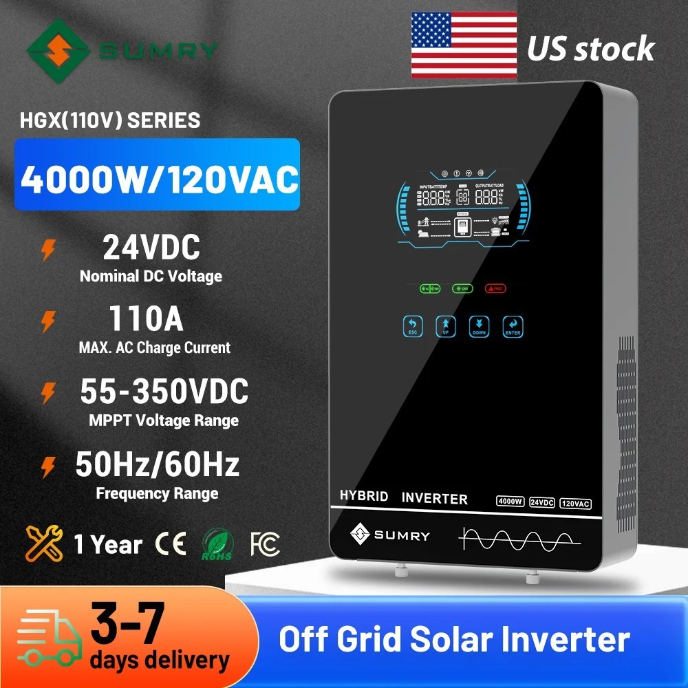 Sumry 4KW 24V Pure Sine Wave Solar Inverter 140A MPPT 5600W Off Grid