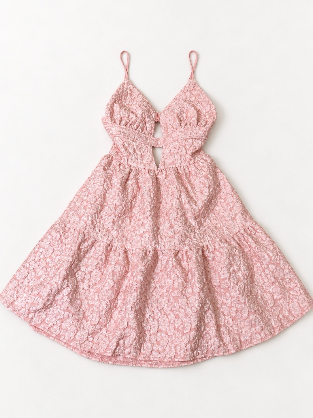 SHEIN Women’s Pink Floral Lace Cutout Cami Mini Dress Size XS New