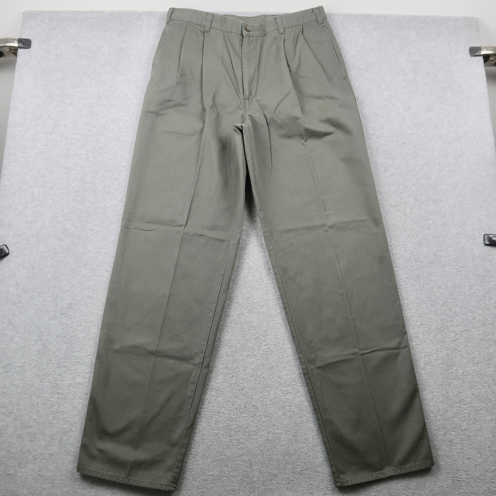 Vintage 90s Dockers Original Classic Fit Pleated Khaki Pants Olive Green 34x34
