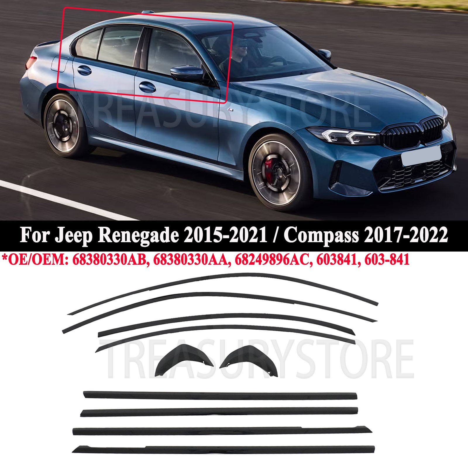 For BMW 3 Series G20 330i M340i 19-2025 10PCS Black Car Window Trim Strip Cover For BMW 3 Series G20 330i M340i 19-2025 10PCS Black Car Window Trim Strip Cover