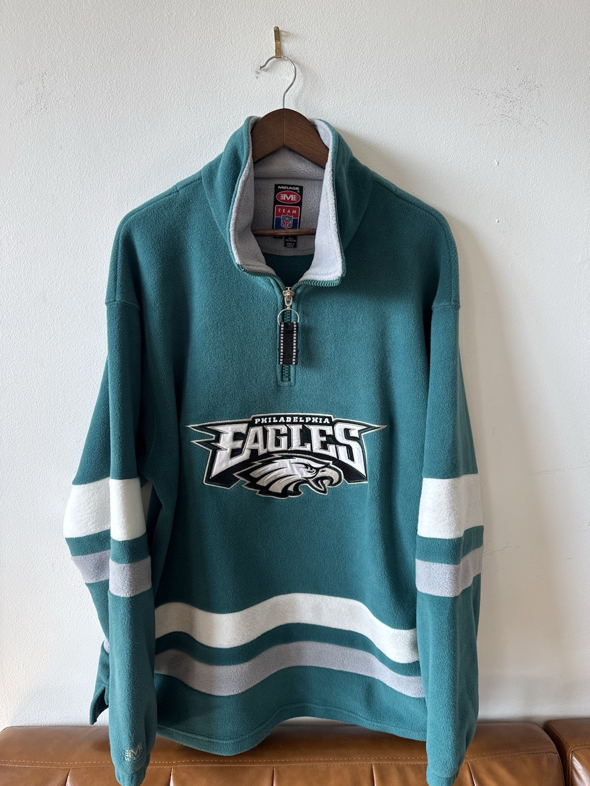 Vintage Mirage Philadelphia Eagles Y2K Quarter Zip Fleece Size Large