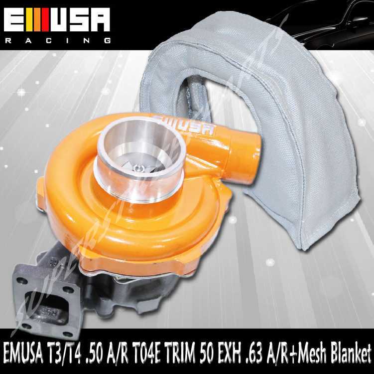 YELLOW EMUSAT3/T4 Hybrid Turbo .50 A/R Compressor .63 A/R Turbine+Mesh Blanket
