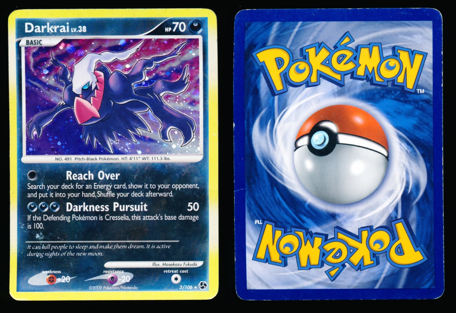 2008 Pokemon - Darkrai LV.38 3/106 - Great Encounters Holo