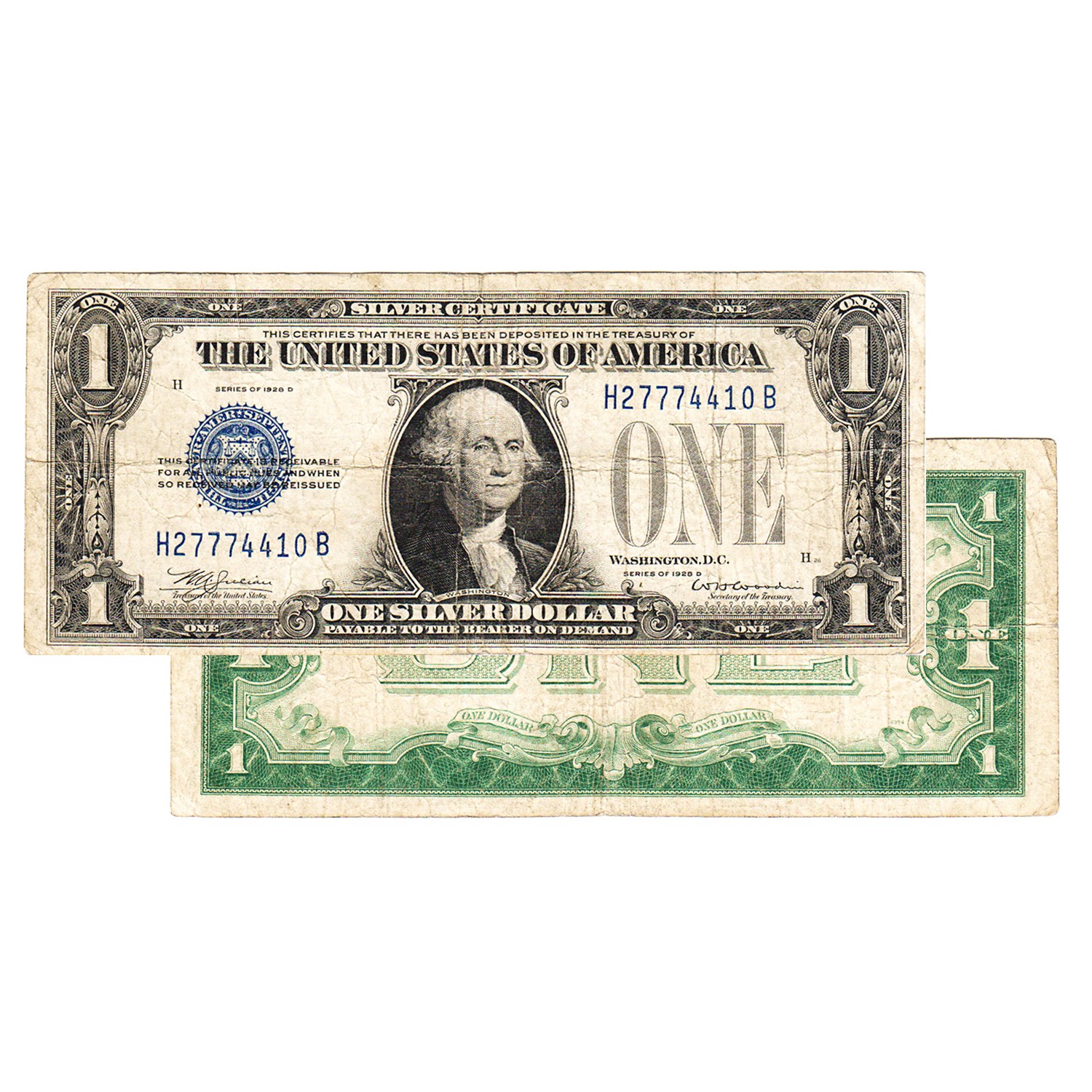 $1 - 1928 Funny Back Blue Seal Silver Certificate Very Fine VF $1 - 1928 Funny Back Blue Seal Silver Certificate Very Fine VF