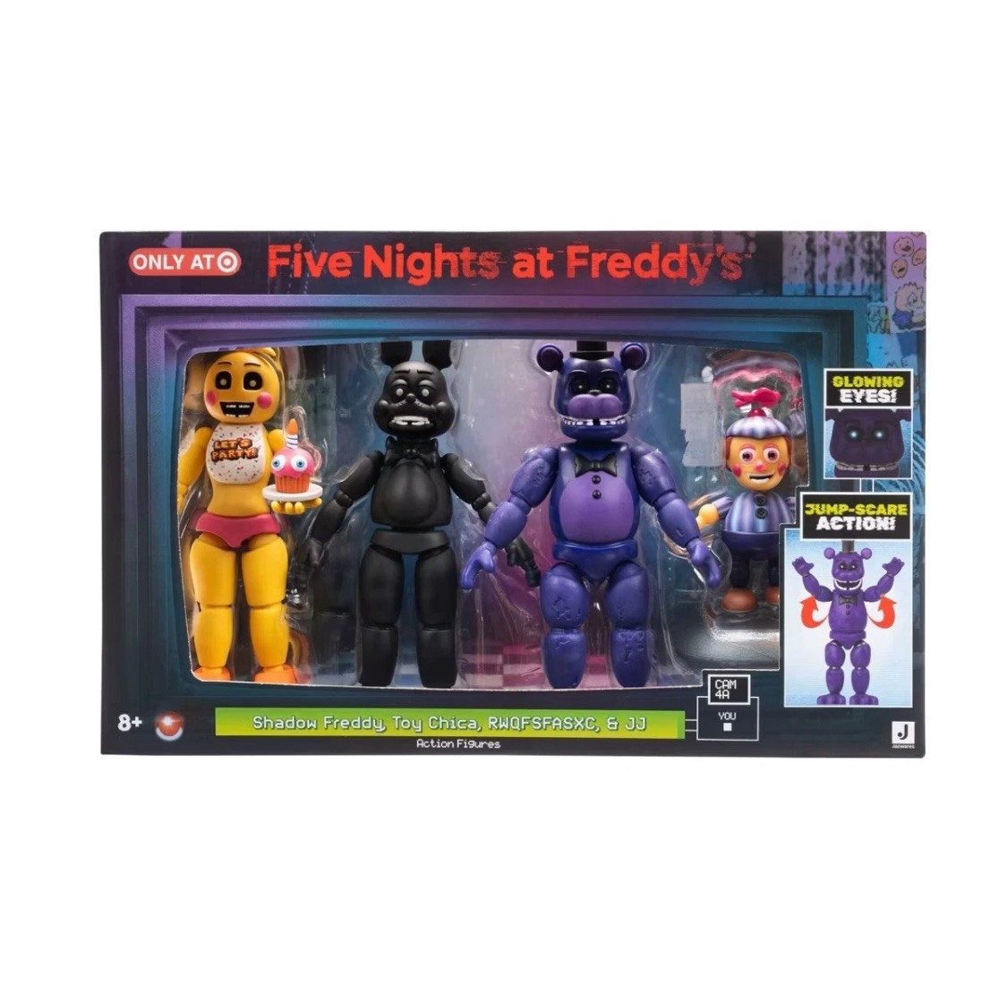 Five Nights at Freddy\'s FNAF Chica Shadow Freddy & JJ Figure 4 Pack Toy PRESALE Five Nights at Freddy\'s FNAF Chica Shadow Freddy & JJ Figure 4 Pack Toy PRESALE