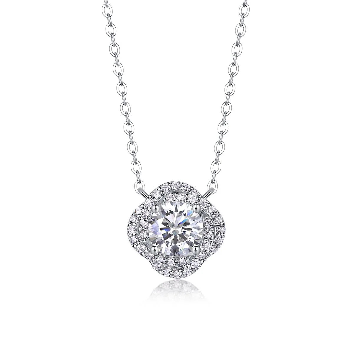 1ct Moissanite Flower Pendant Necklace 925 Sterling Silver Fifty8 Gift Box