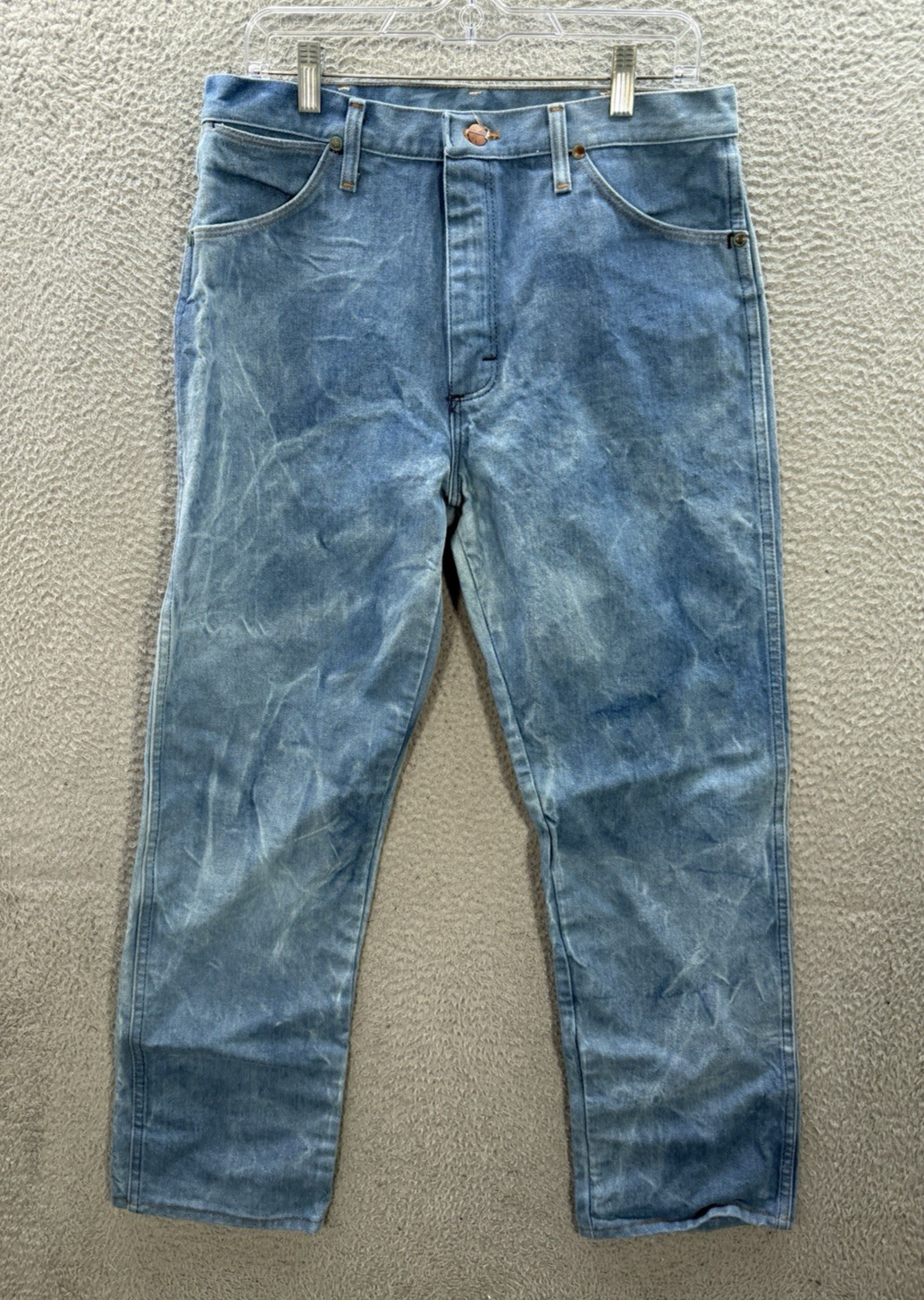 Vintage Wrangler Jeans Mens 35x30 Blue Acid Wash Cowboy Cut Made In USA 13MWZ Vintage Wrangler Jeans Mens 35x30 Blue Acid Wash Cowboy Cut Made In USA 13MWZ
