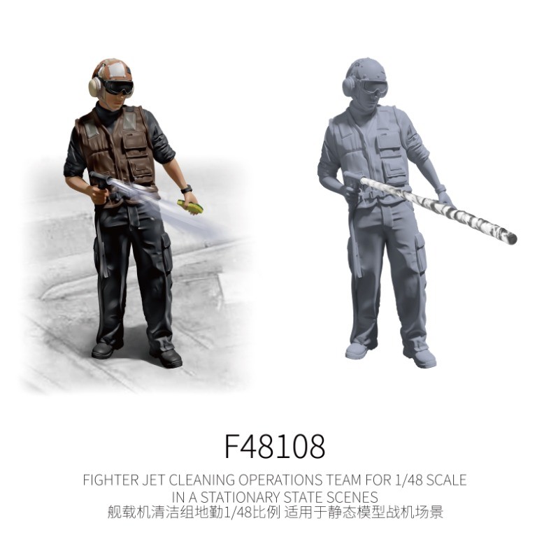 Galaxy 1/48 Fighter Jet Cleaning Crew Resin Figure Military Scene Unpainted Mode