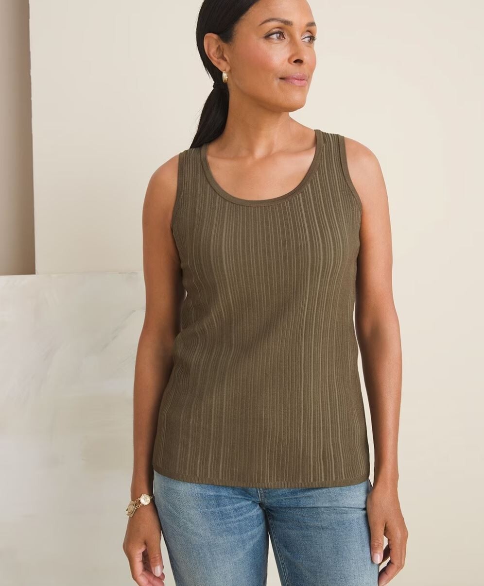 NEW CHICO\'S FLAT-BACK Ribbed Tank in Olive XXL or size 4, STYLE: 570314359