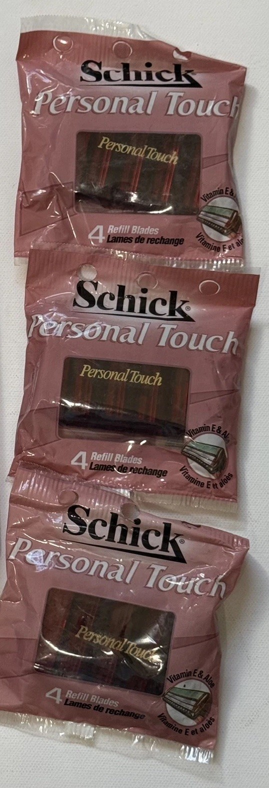 3 Vintage 1998 Schick Personal Touch Razor Refill Packs of 4 w/ Vitamin & Aloe 3 Vintage 1998 Schick Personal Touch Razor Refill Packs of 4 w/ Vitamin & Aloe