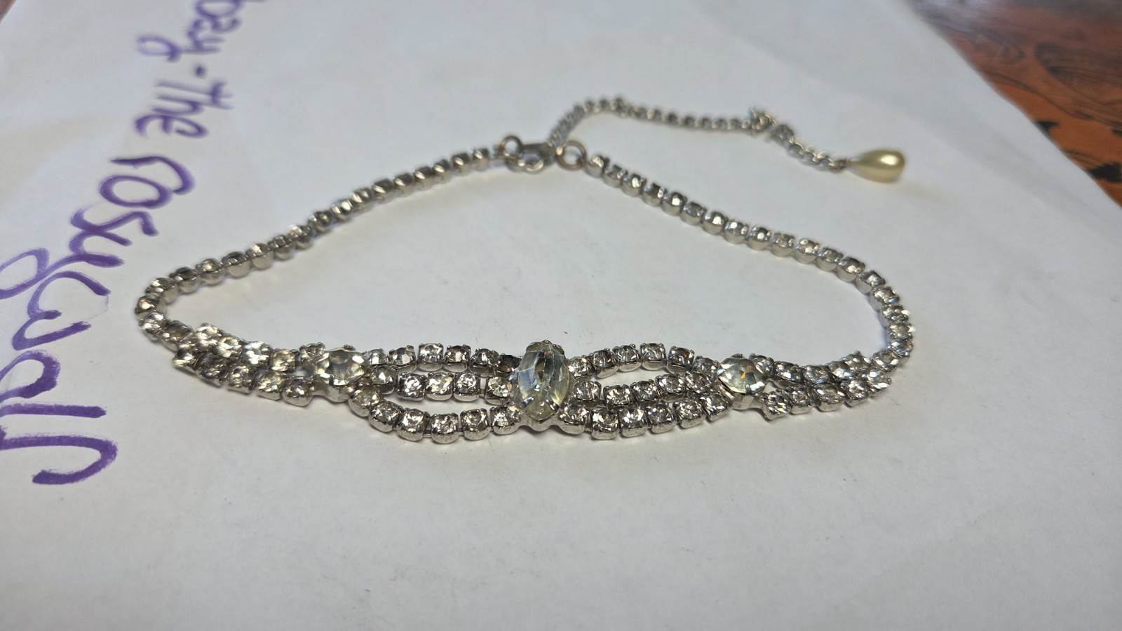 Vintage Art Deco Rhinestone Sparkly Choker Necklace Unsigned All Stones Intact