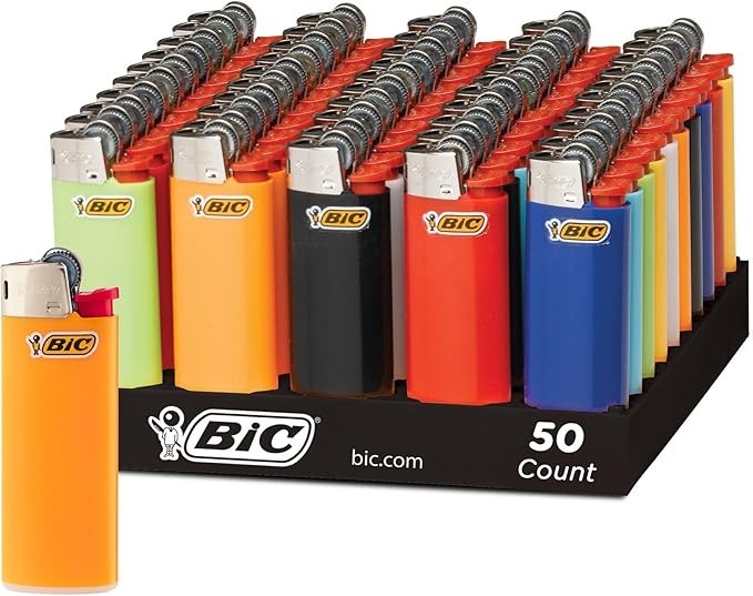 BIC Classic Maxi Lighters, Assorted Colors, 50+3 Count black Tray Lighters