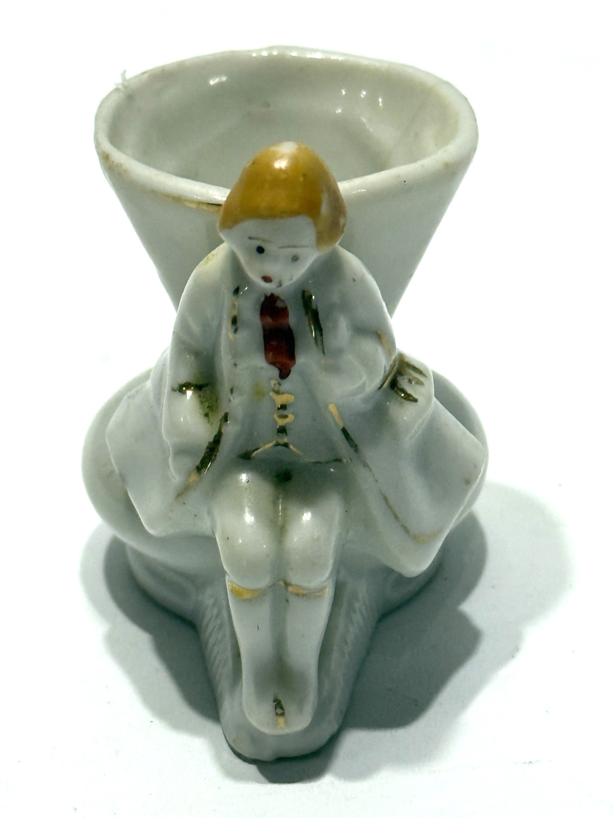 Vintage Made In Occupied Japan Porcelain Colonial Figurine Toothpick Holder 2.5\ Vintage Made In Occupied Japan Porcelain Colonial Figurine Toothpick Holder 2.5\