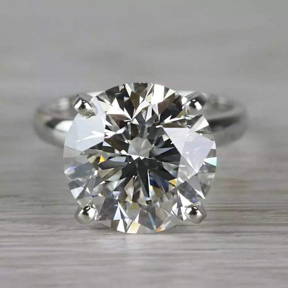 Large 10 Ct Round Cut Moissanite Solitaire Engagement Ring 14k White Gold