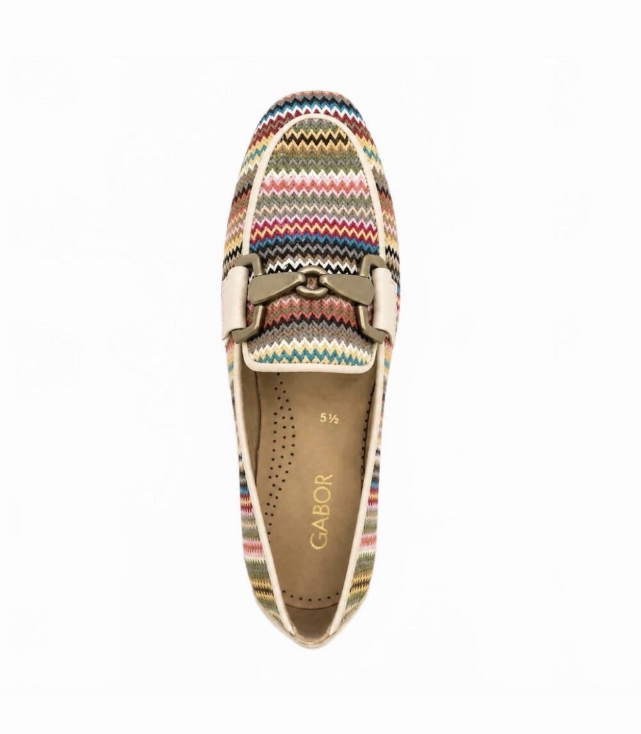 Gabor Women\'s Multicolor Zigzag Woven Slip-On Loafer Flats, US 8 Hardware