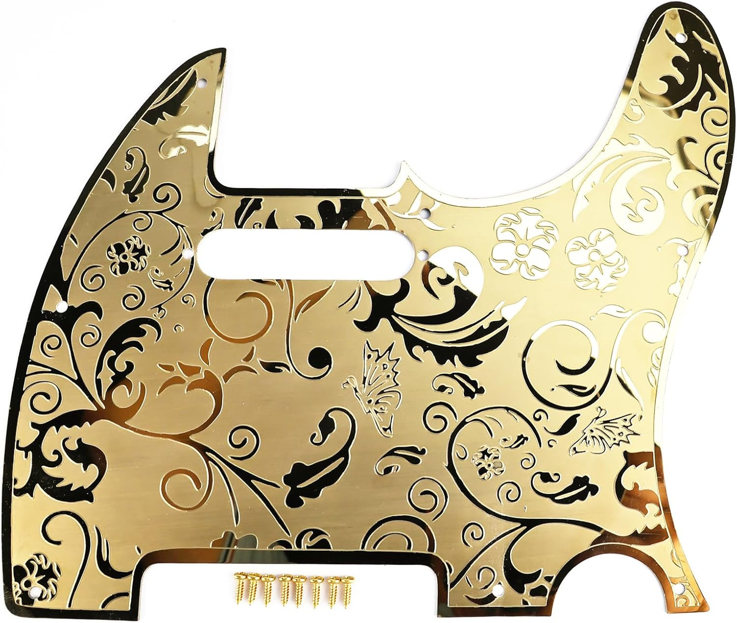 Gold Vintage Engraved Steel Guitar Pickguard Scratch Plate Fit Telecaster Tele