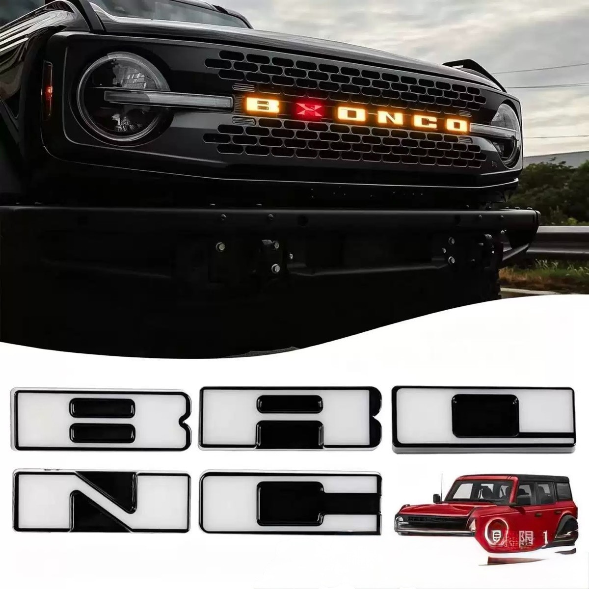 LED Illuminated Grille Letters for Ford Bronco 2021-2026 2/4 Door 7PC Kit