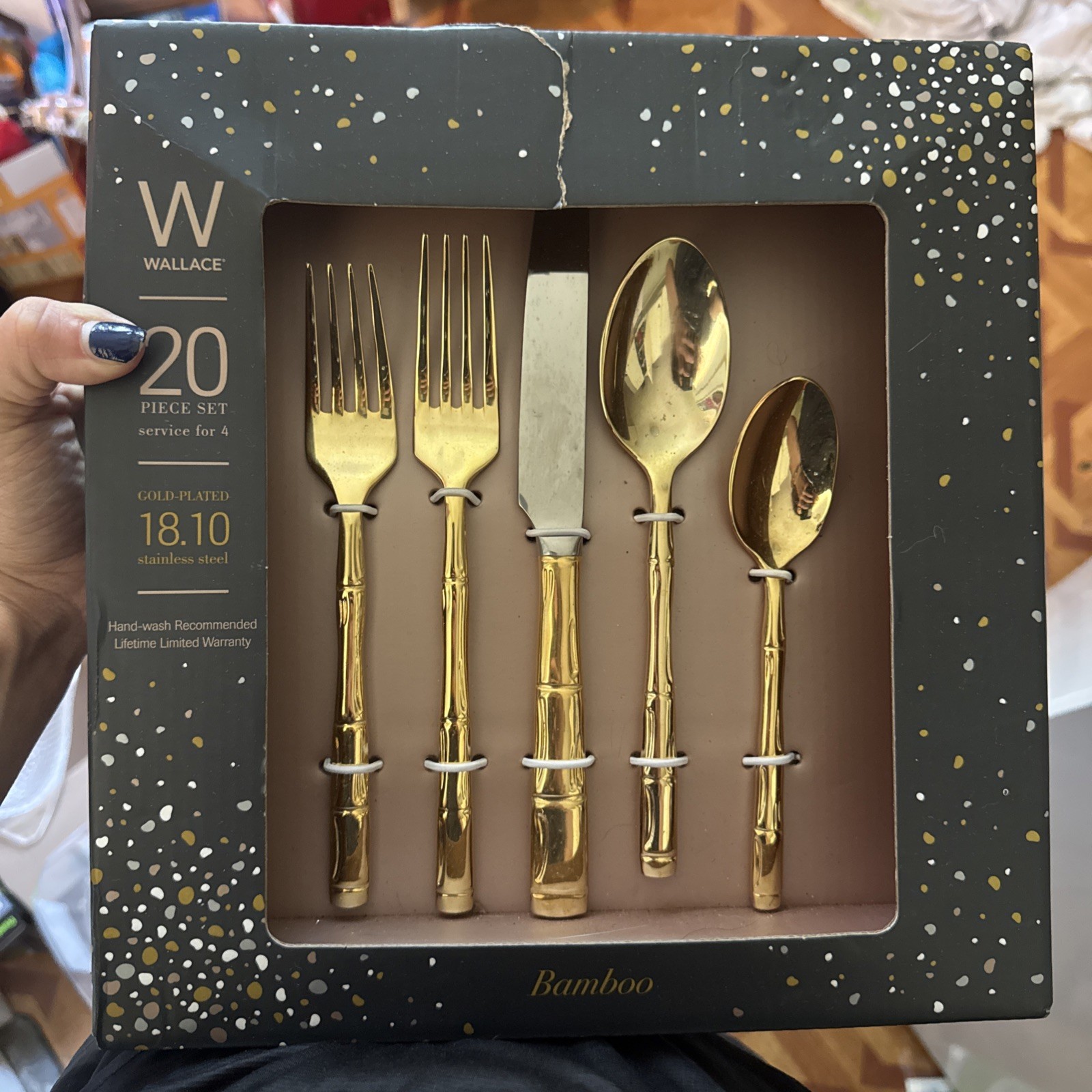 Wallace Bamboo 20 Pieces Flatware Service Set - Gold Plated. Brand New Wallace Bamboo 20 Pieces Flatware Service Set - Gold Plated. Brand New