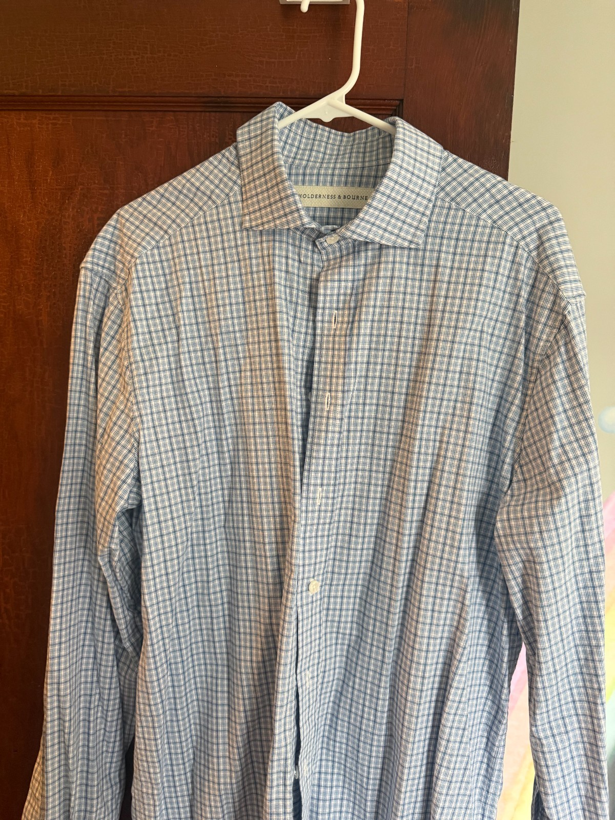 Holderness & Bourne The McPhail Shirt Navy Sankaty Check Sz L Button Down